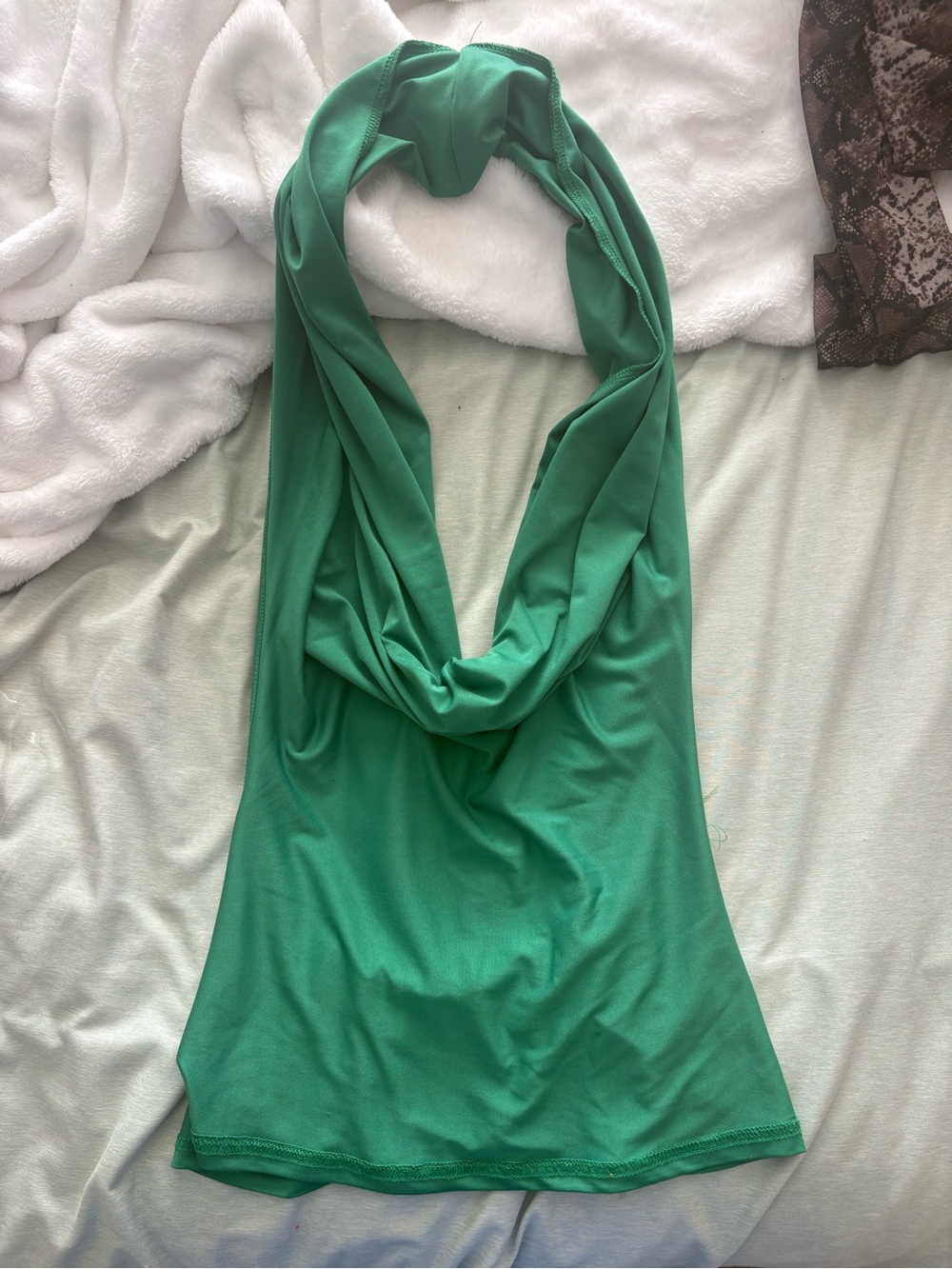 Amazon Green Cowl Neck Halter Top